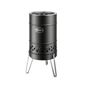 Petromax Feuertonne Pyron-Black aus Edelstahl, raucharmer Holzkohlegrill für Garten und Terrasse.