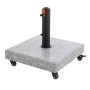 Doppler Granitsockel myZone Rollbar, ca. 50 kg, grau, mit Rollen und schwarzem Edelstahlrohr.