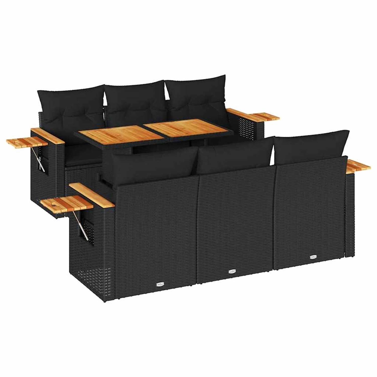 vidaXL 7-Tlg Garten-Sofagarnitur mit Kissen Schwarz Poly Rattan 3327555 günstig online kaufen