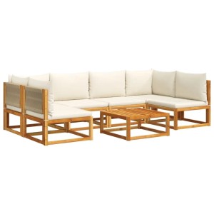 vidaXL 7-Tlg Gartensofa-Set mit Kissen Holz Akazie & Seil 3278863