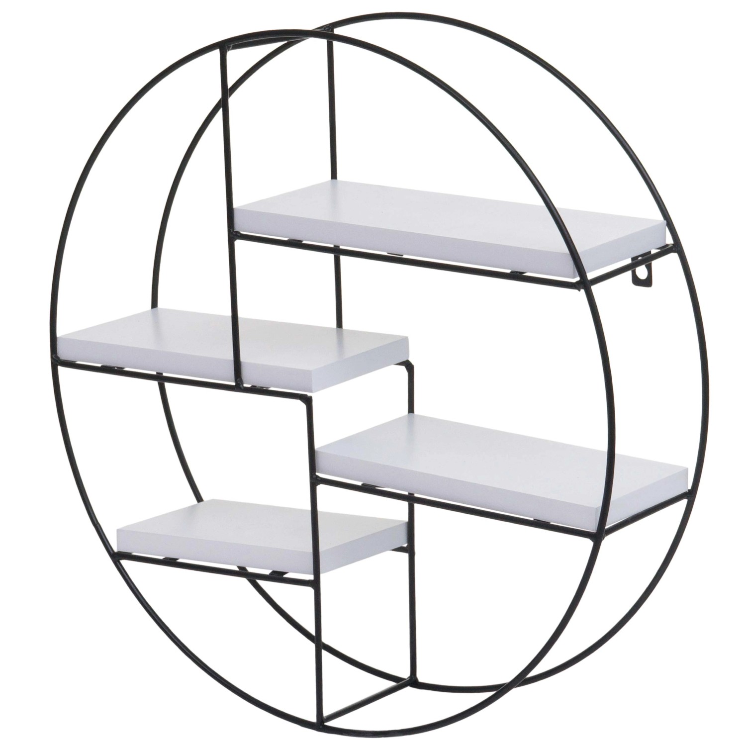 BERLINLODGE Wandregal Rund HxBxT 45x45x11cm 4 Regalböden Metall Massiv-Holz günstig online kaufen