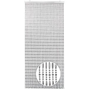 Kobolo Türvorhang DROPS, 90x200cm, mit silberfarbenen Perlensträngen als Deko und Insektenschutz.