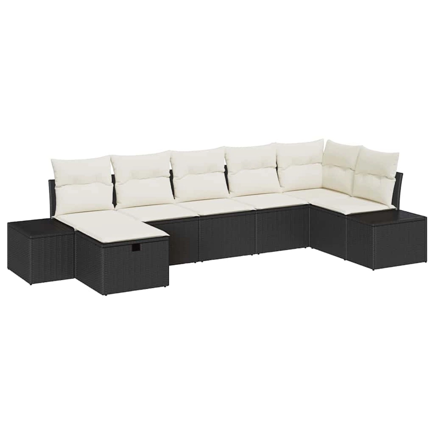 vidaXL Garten-Sofa-Set mit Kissen 7-Tlg Schwarz Poly Rattan 3359396 günstig online kaufen