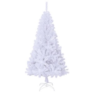 Weißer, künstlicher Weihnachtsbaum (150 cm) mit dicken Zweigen und Metallständer.