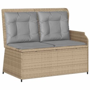 vidaXL Gartenbank mit Kissen Beige Poly Rattan 3394443