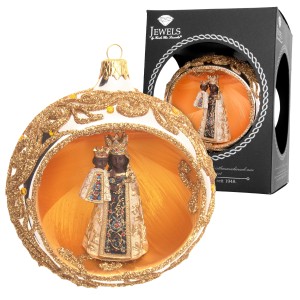 Weihnachtskugel mit König Figur, 10cm, von Krebs Glas Lauscha. Festlicher Christbaumschmuck.