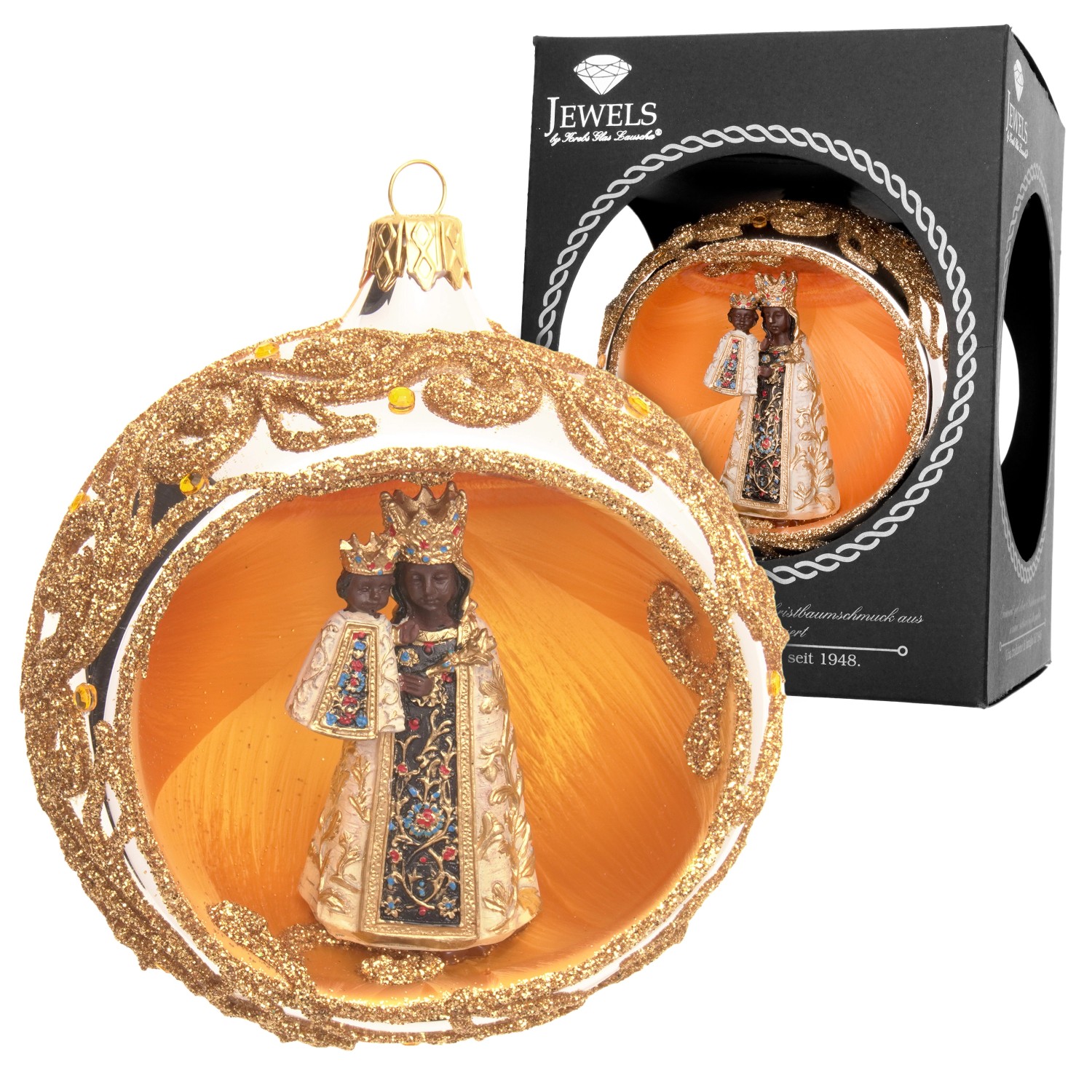 Krebs Glas Lauscha Weihnachtskugel mit König 1-tlg. 10cm