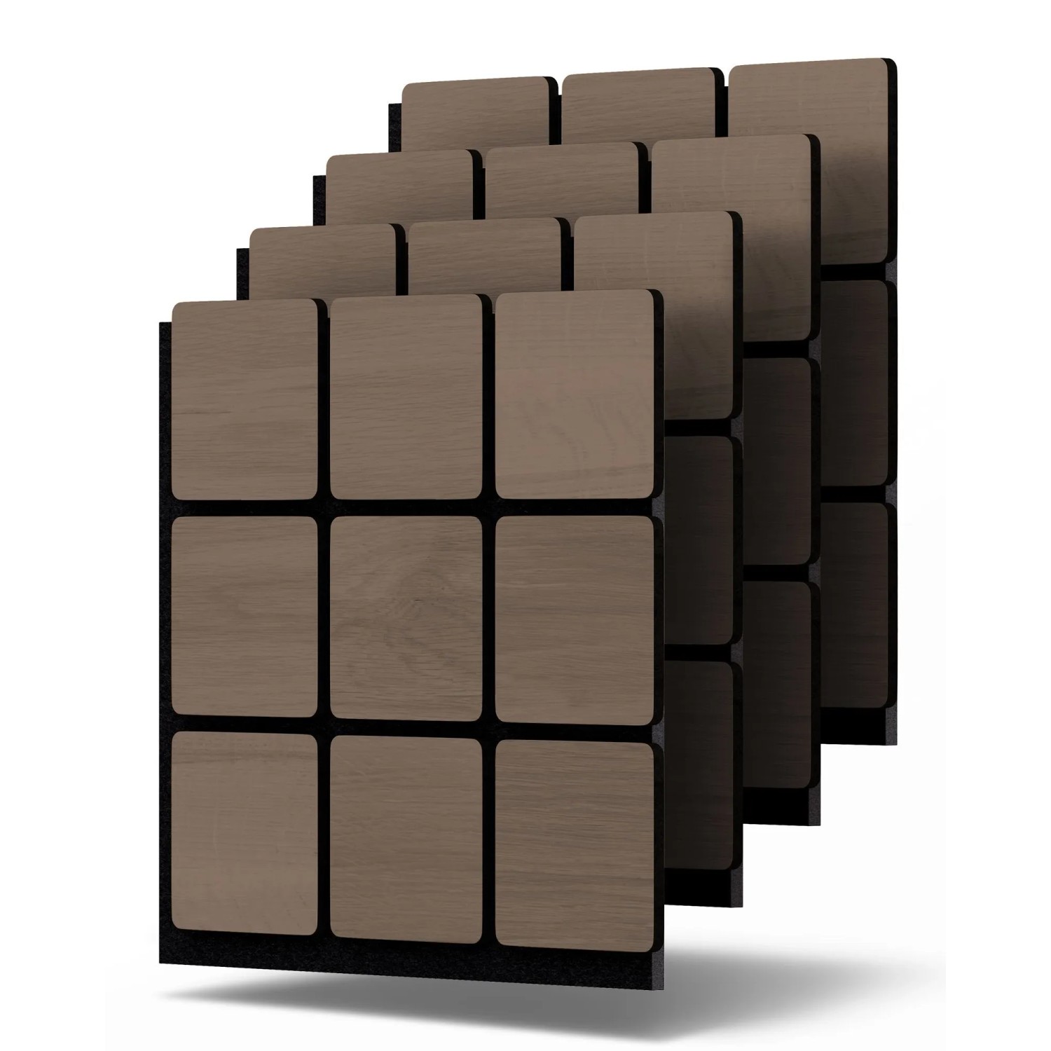 Dalsys 4x Akustikpaneele 60x60cm mit Quadrat-Muster Walnuss
