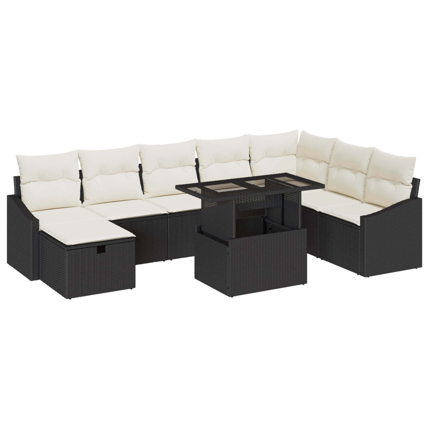 vidaXL Garten-Sofa-Set mit Kissen 9-Tlg Schwarz Poly Rattan 3359854 günstig online kaufen
