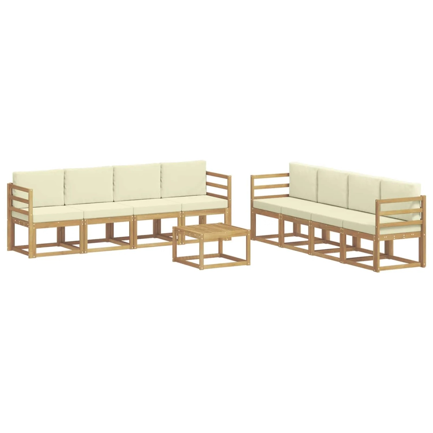 vidaXL Outdoor-Sofagarnitur mit Kissen 9-Tlg Weiß und Creme 3387404