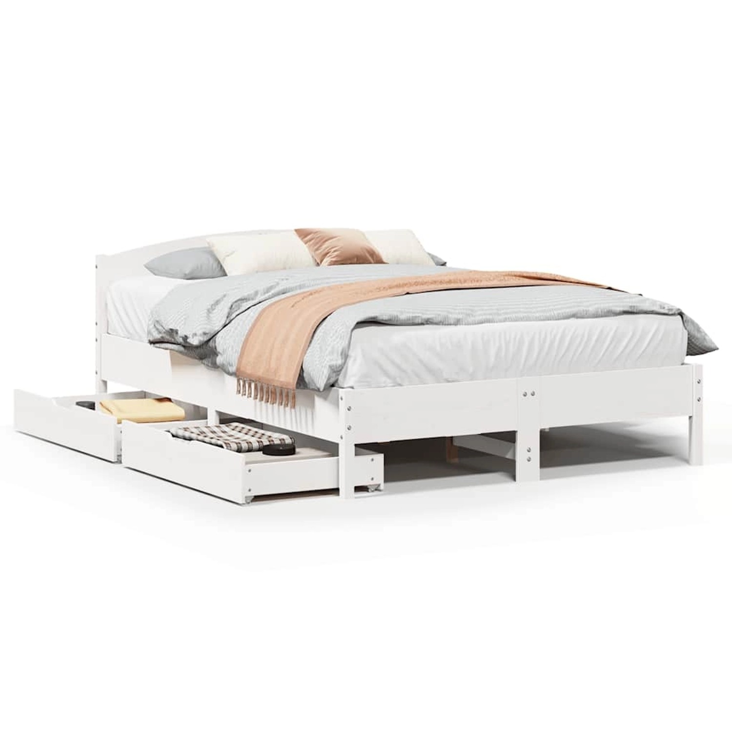vidaXL Massivholzbett ohne Matratze Weiß 140x190 cm Kiefernholz 3301834 günstig online kaufen