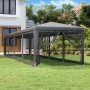 Anthrazitfarbenes vidaXL Partyzelt 3x12 m mit 10 Mesh-Seitenwänden im Garten.