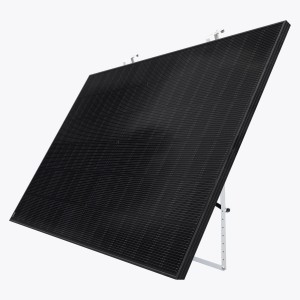 Haier Balkonkraftwerk Halterung MK-B mit Solarmodul auf weißem Hintergrund.