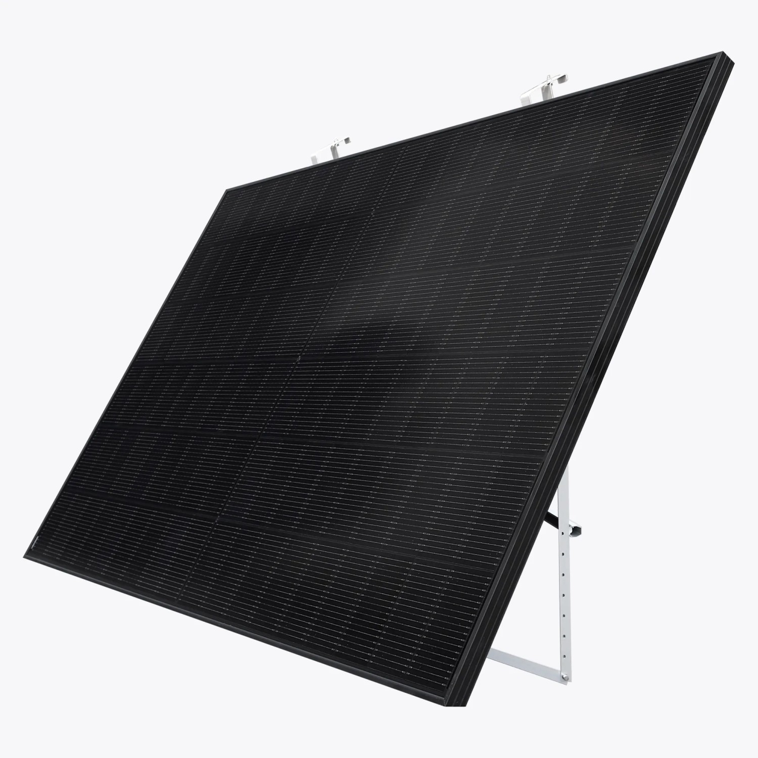 Haier Balkonkraftwerk Halterung MK-B mit Solarmodul auf weißem Hintergrund.