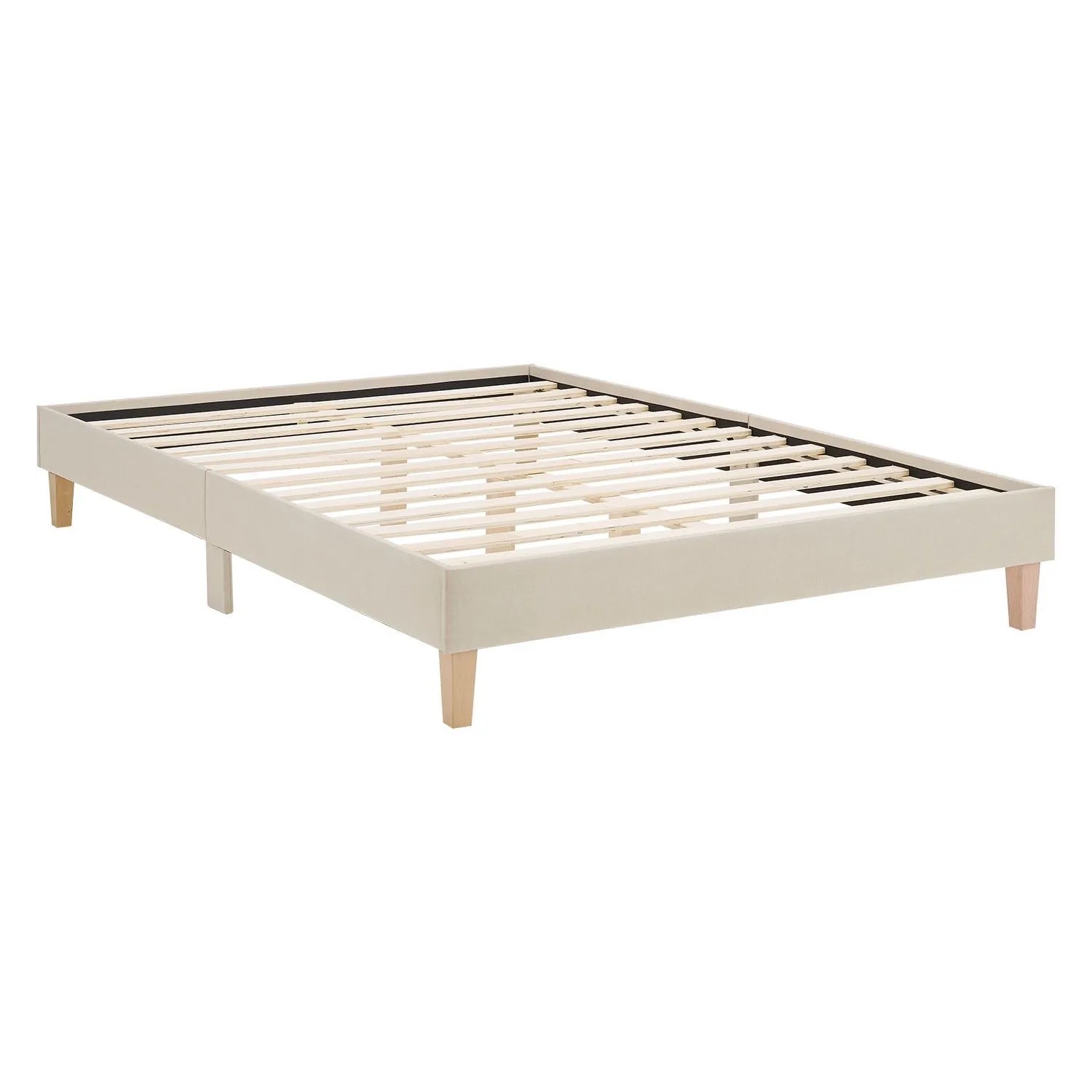 Homestyle4u Doppelbett 140x200 Polsterbett in Beige 3232