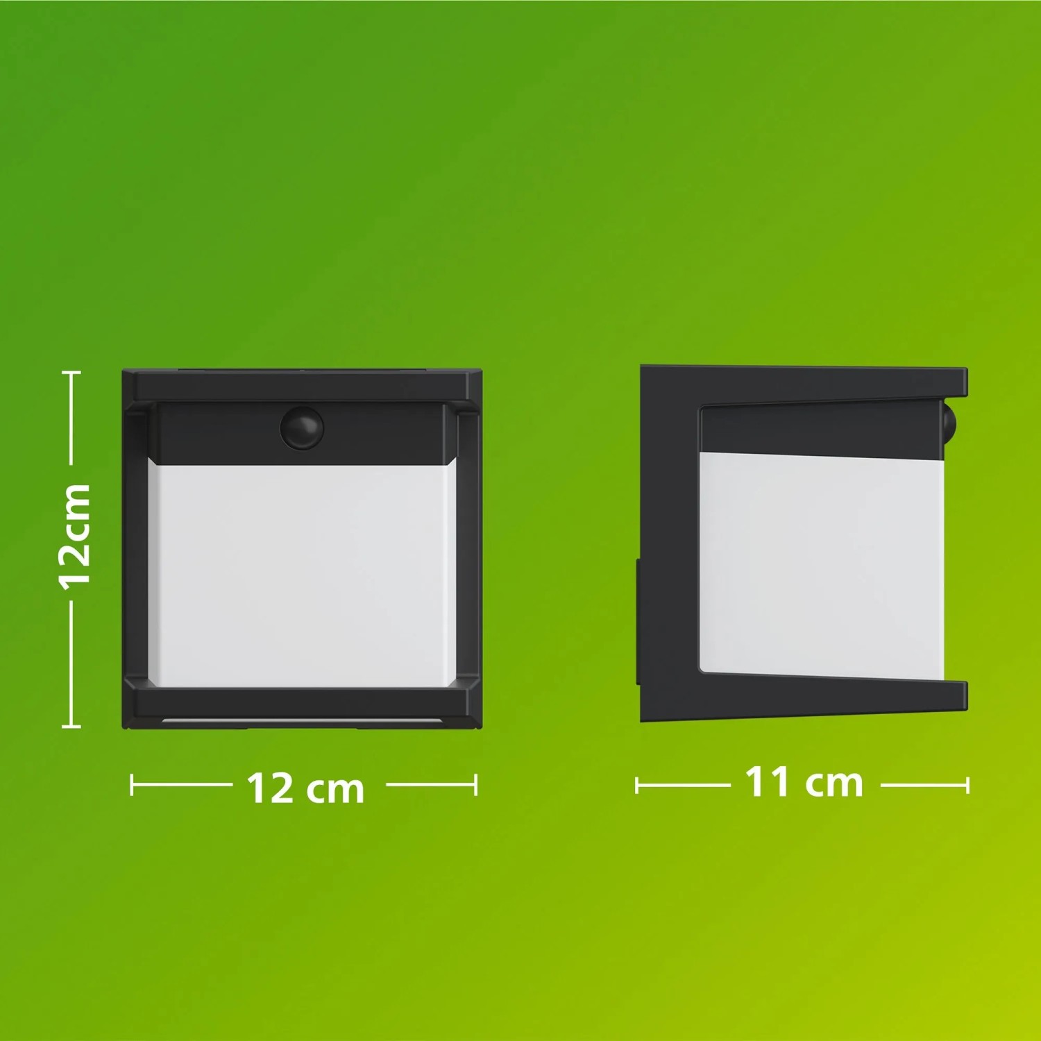 Philips Solar-Außenwandleuchte Diara, 12x11x12 cm, schwarz. Wandlampe mit Bewegungssensor.