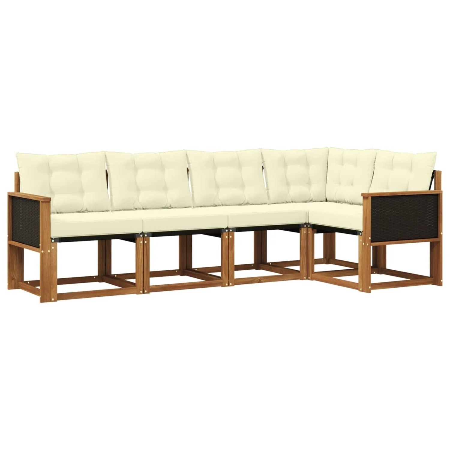 vidaXL Outdoor-Sofagarnitur mit Kissen 5 Stk Natur und Creme 3381942