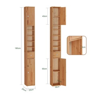 SoBuy Bad Hochschrank BZR34-II-SH aus Massivholz mit 6 Einlegeböden, Maße: 20x180x20cm.