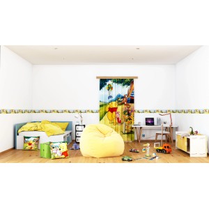 Kinderzimmer mit Disney Bordüre: Pu der Bär in Grün und Blau.