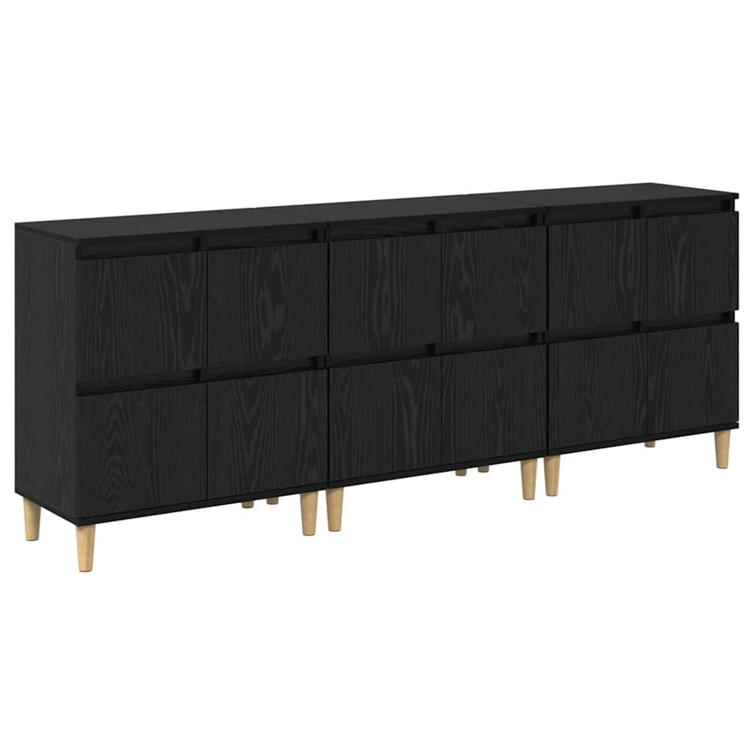 vidaXL Sideboards 3 Stk Schwarz Eichen-Optik 60 x 35 x 70 cm 3415591