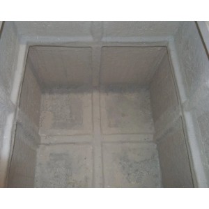 Innenansicht: Quadratischer, perlmutt-weißer Fiberglas Pflanzkübel 60x60x60cm.