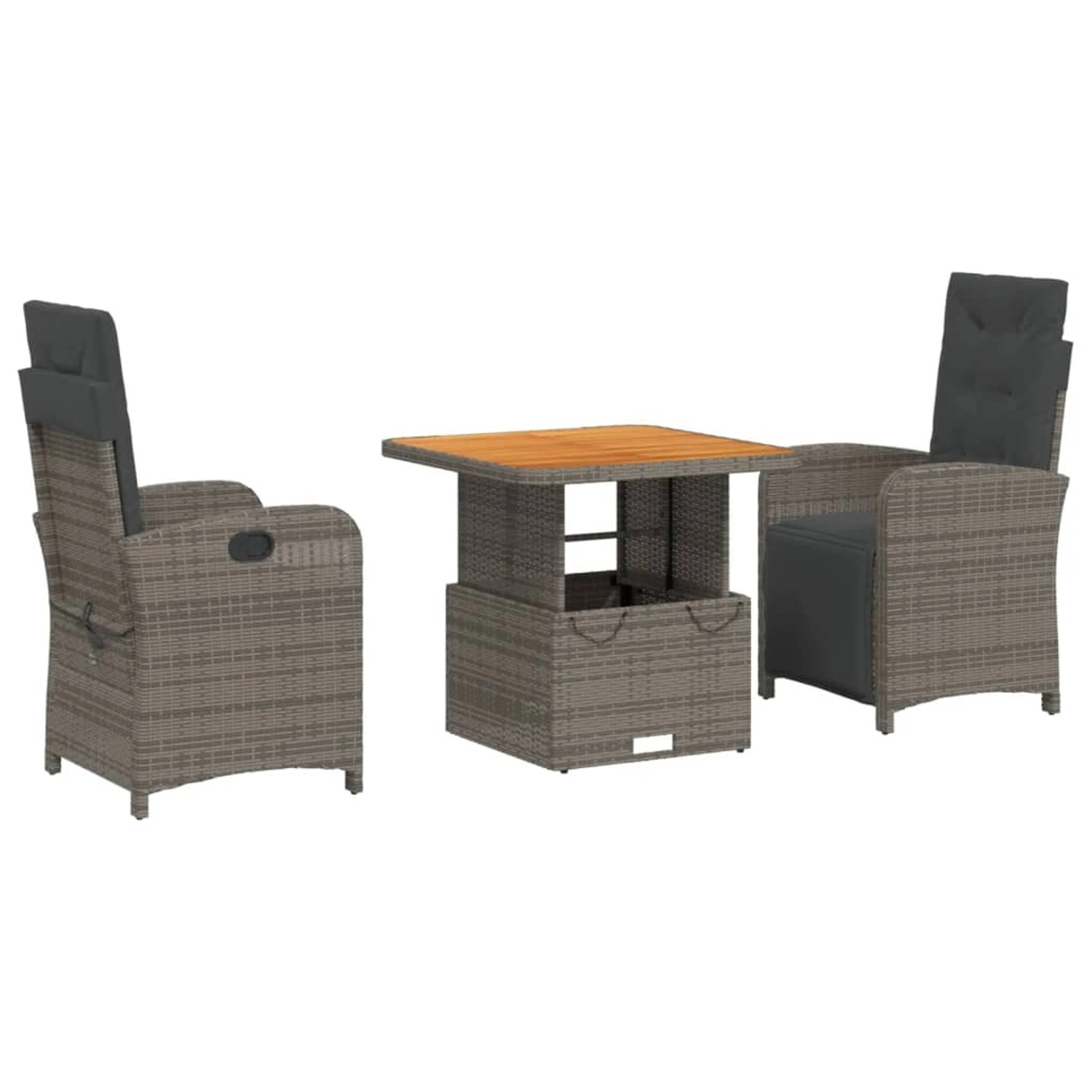 vidaXL 3-Tlg Garten-Essgruppe mit Kissen Grau Poly Rattan 3277339 günstig online kaufen