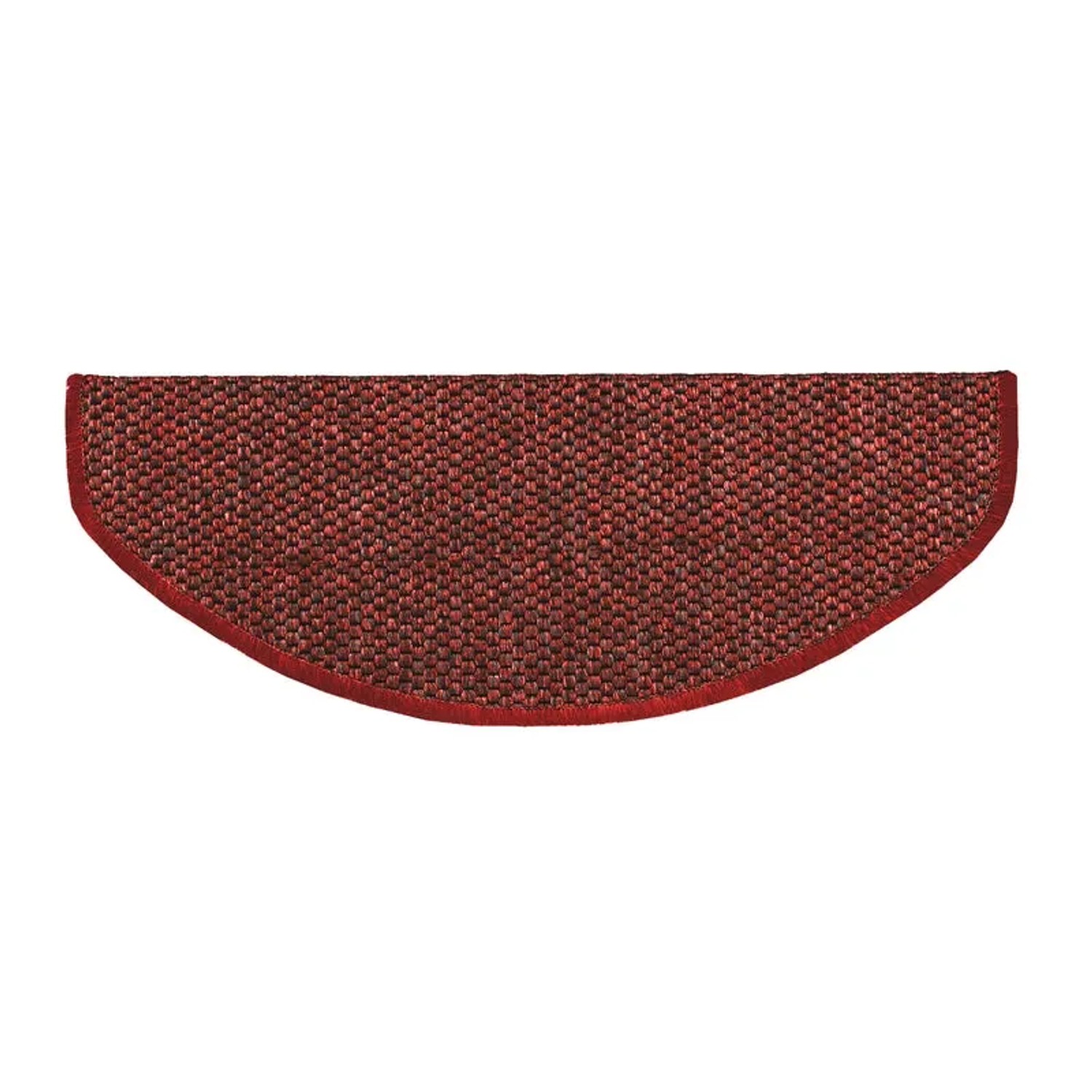 Halbrunde, rote Stufenmatte in Sisaloptik Kalkutta, 23,5x65 cm. Treppenschutz mit natürlicher Eleganz.