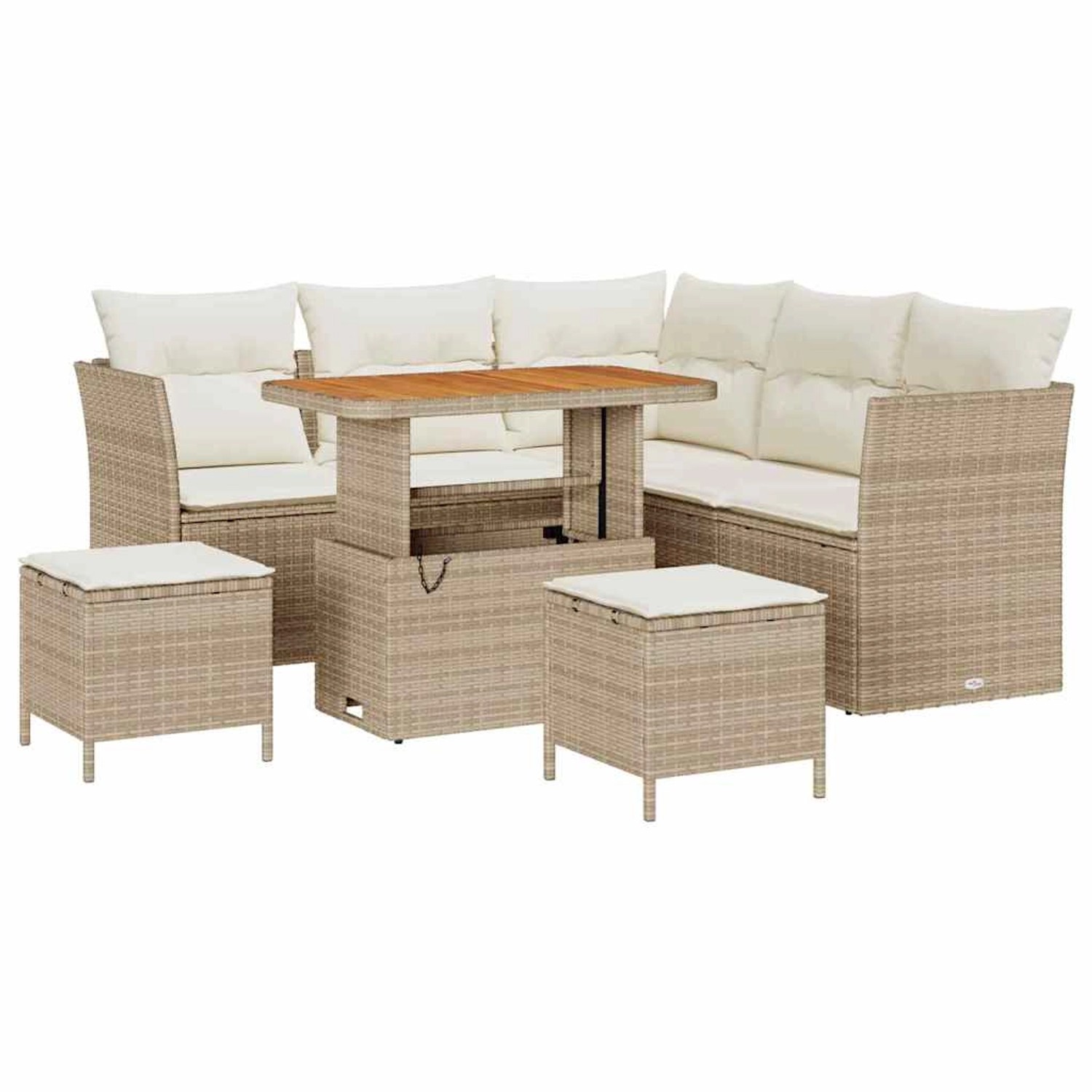 vidaXL 8-Teiliges Garten-Sofa-Set mit Kissen in Beige aus Poly Rattan und A günstig online kaufen