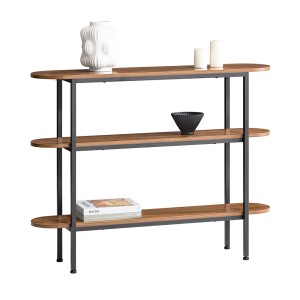 SoBuy Konsolentisch FSB67-WS in Braun/Schwarz mit drei Ablagen für Flur, Wohnzimmer oder Büro.