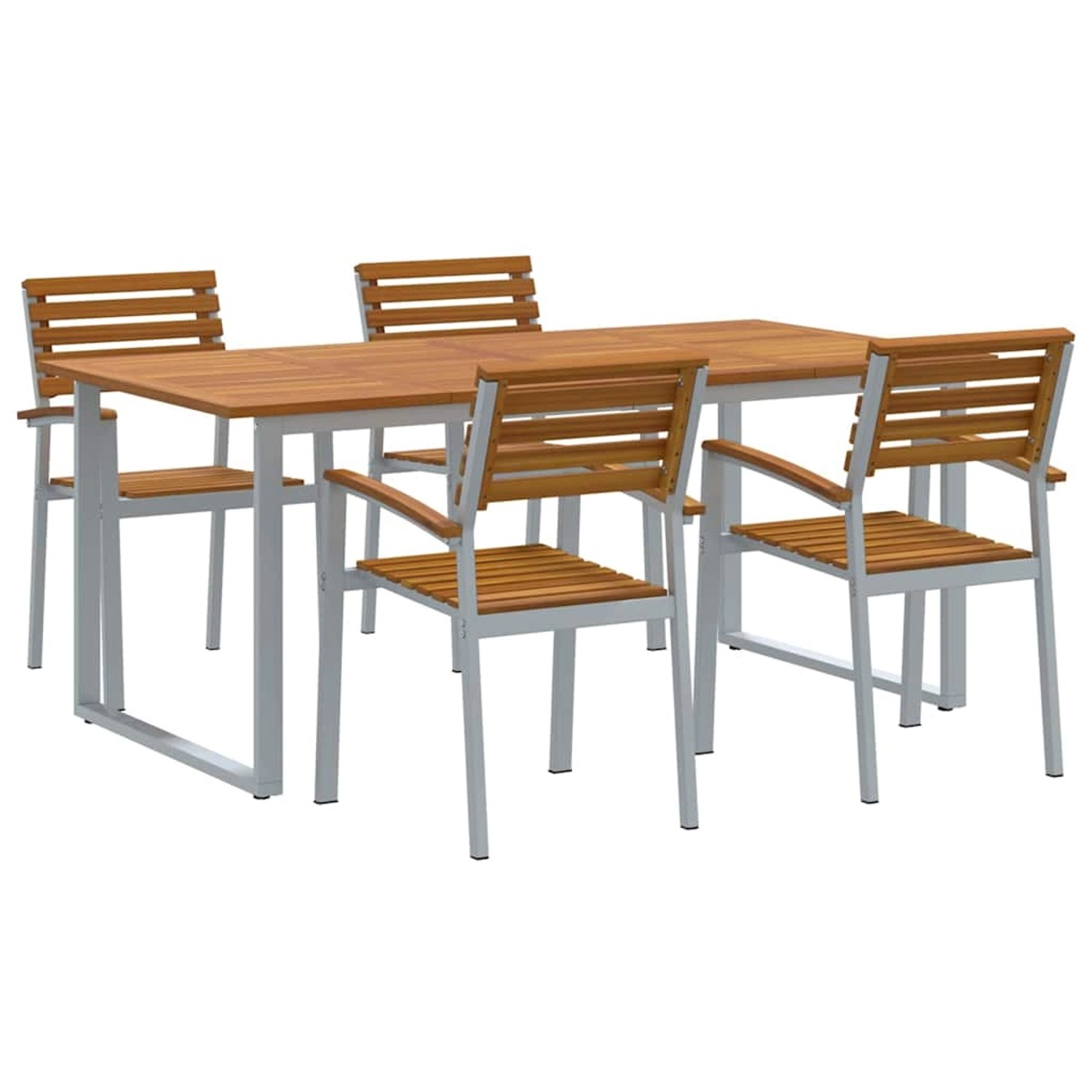 vidaXL Garten Essgruppe 5-Tlg Grau und Braun Akazie Massivholz 3284347 günstig online kaufen