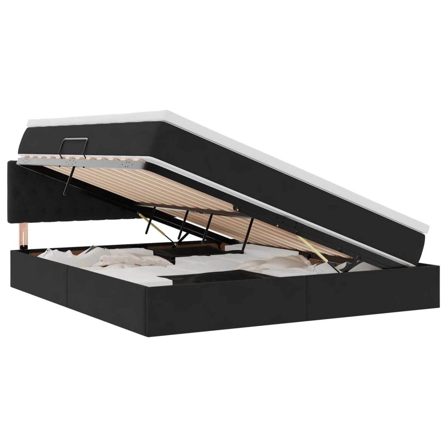 vidaXL Bett mit Stauraum und LED Schwarz 160 x 200 cm Samt 3371465