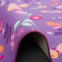 Kinder Spielteppich Schmetterling lila, 160x160cm, Kurzflorteppich mit bunten Motiven.