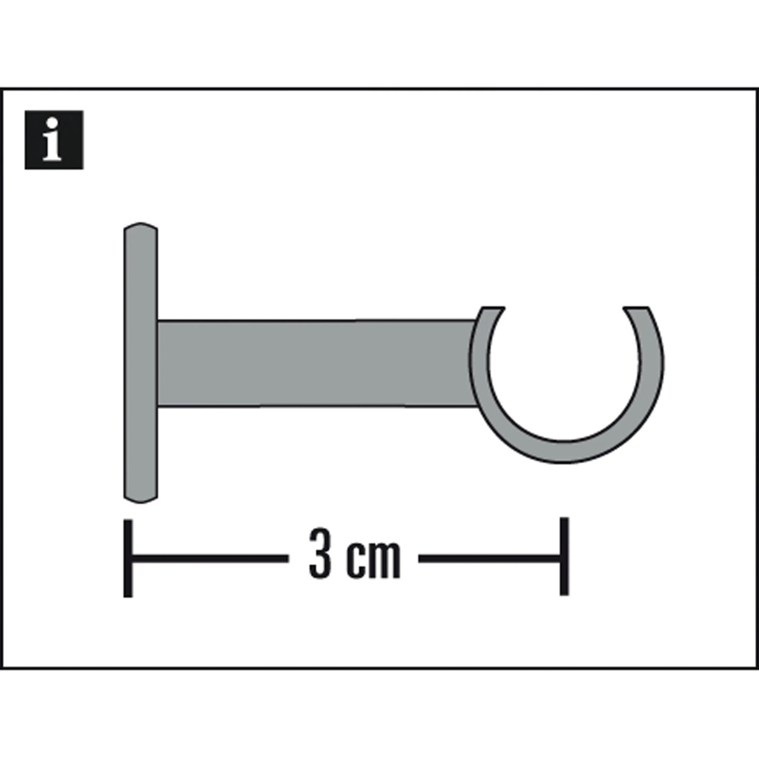 Gardinia Träger New York, Edelstahloptik, 3 cm, für Caféhausstangen mit Ø 12 mm.