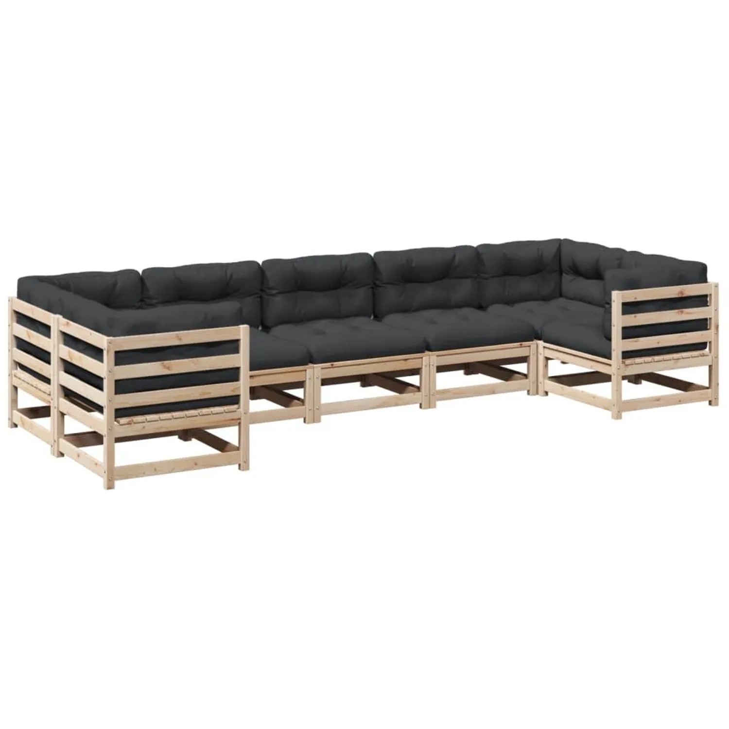 vidaXL 7 Tlg Garten-Sofagarnitur mit Kissen Massivholz Kiefer 3299618