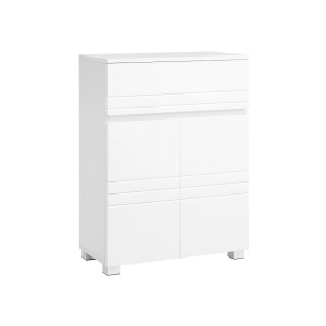 Weißer Vasagle Badezimmerschrank mit Schublade, Regal und Türen, 30x60x80 cm.