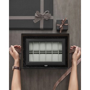 Songmics Uhrenbox Bridie mit 12 Fächern Schwarz