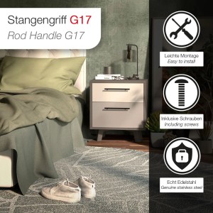 SOTECH Stangengriff G17 BA 128 mm Ø12 mm Edelstahl Schwarz