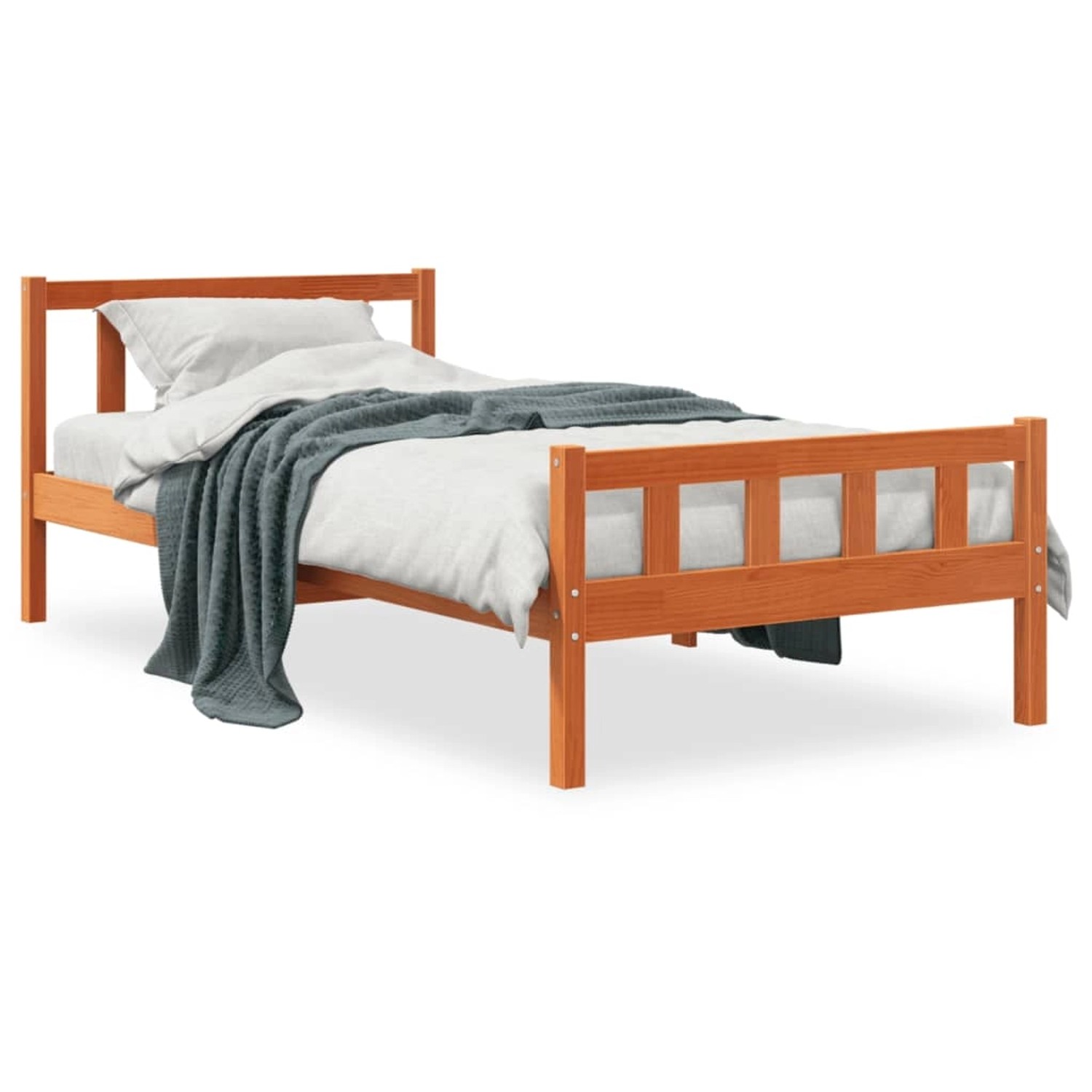vidaXL Massivholzbett ohne Matratze Wachsbraun 75x190 cm Kiefernholz 844389 günstig online kaufen
