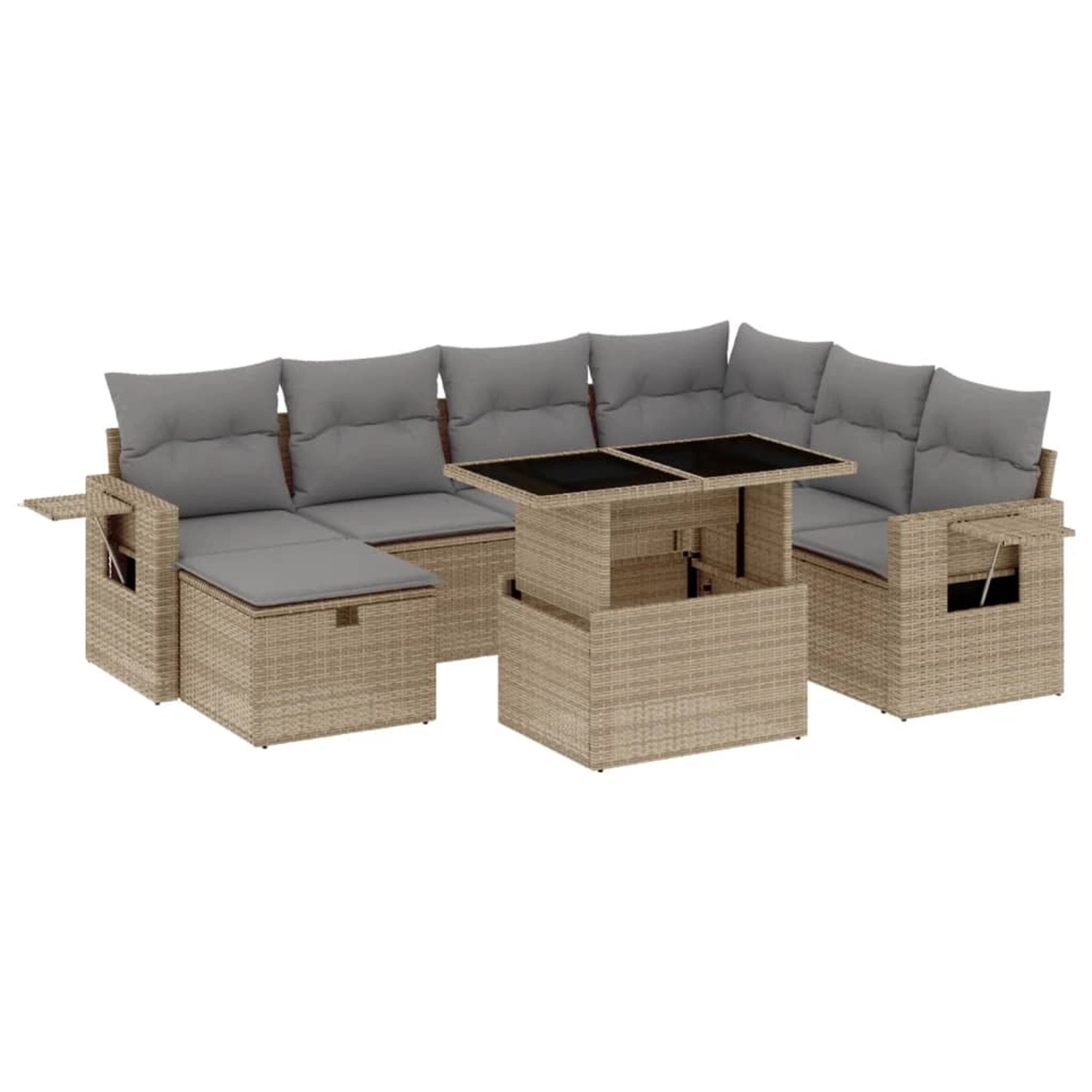 vidaXL 8-Tlg Garten-Sofagarnitur mit Kissen Beige Poly Rattan 3274999 günstig online kaufen