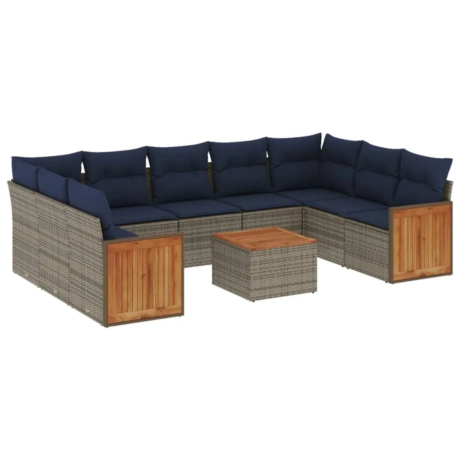vidaXL 10-Tlg Gartensofa-Set mit Kissen Grau Polyrattan 3227965 günstig online kaufen