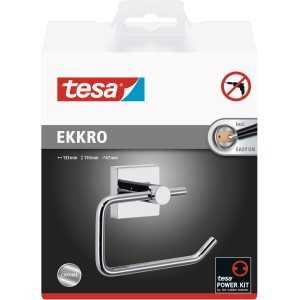 Tesa Ekkro Toilettenpapierhalter, hochglanzverchromt, zur Wandmontage ohne Bohren.