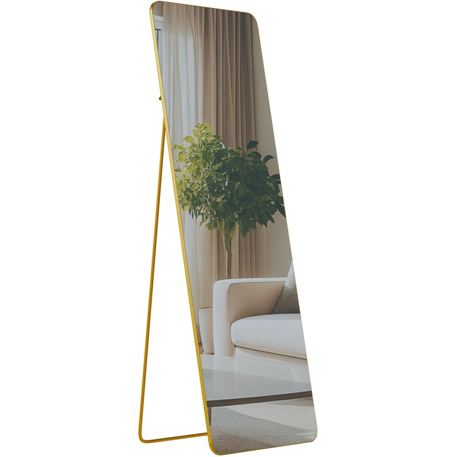 DELUKE Standspiegel MURCIA Glas Gold Glanz 50x3x150cm Ganzkörperspiegel Freistehender Spiegel Groß Schlafzimmer
