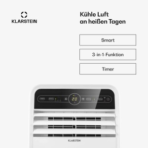 Klarstein Metrobreeze New York Smart 12k Klimaanlage in Weiß mit digitalem Display.