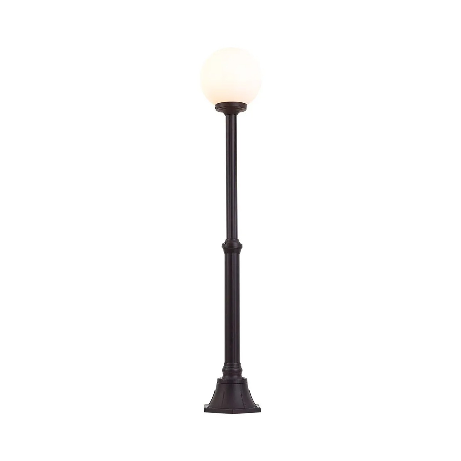 Klassische schwarze QAZQA Außenleuchte Champs mit Opalglas, 140cm hoch.