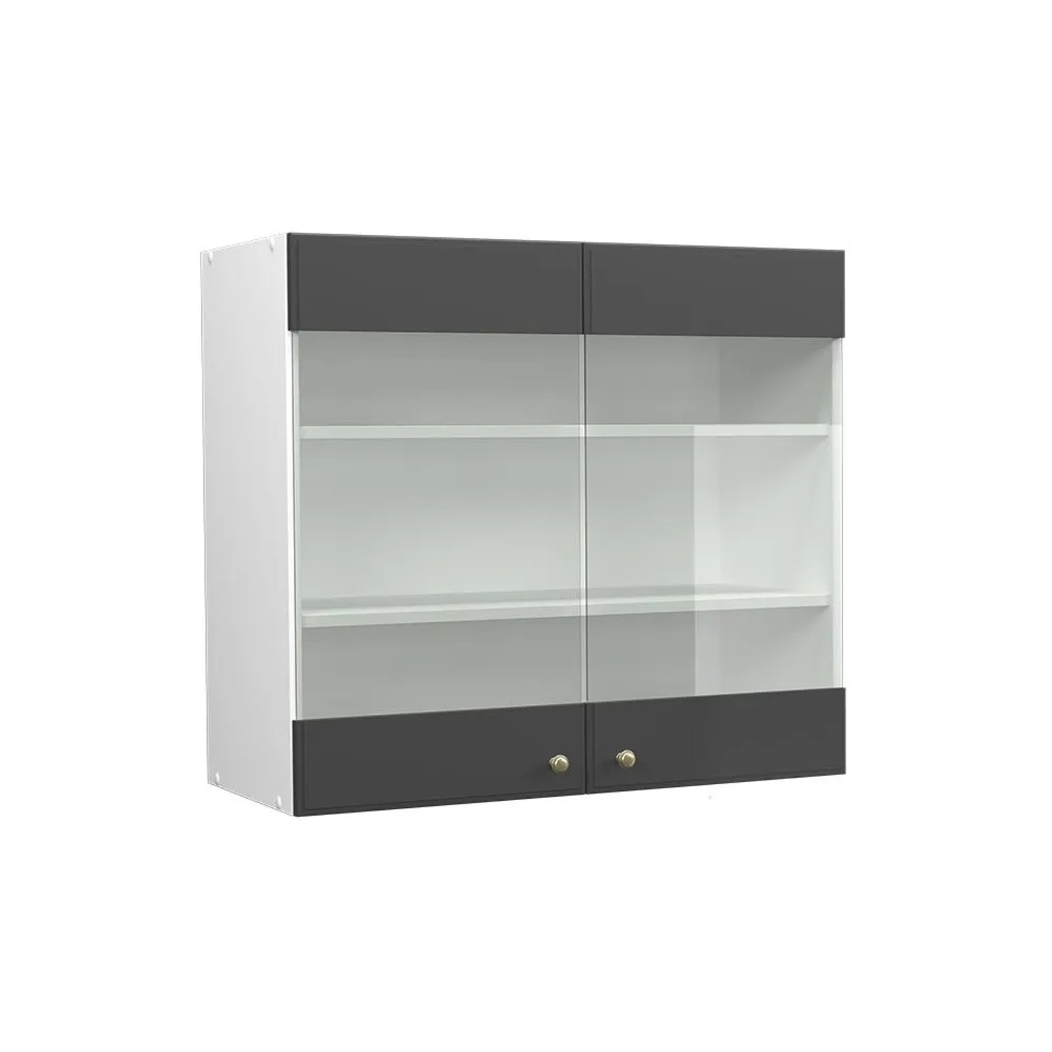 Vicco Küchenglasschrank Fame-Line Glashängeschrank Anthrazit-Gold Weiß 80 cm