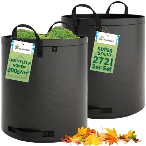 TTL GARDEN Gartensack 2er Set, 272L, schwarz, für Gartenabfälle wie Laub und Gras.