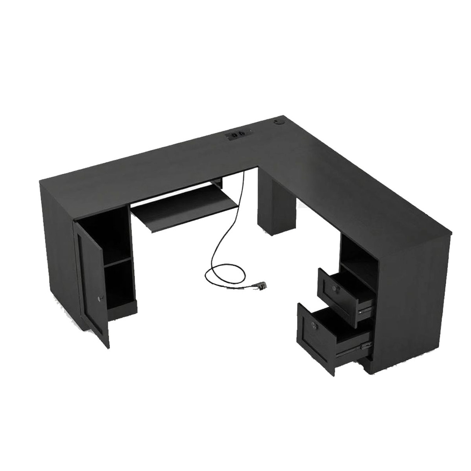 Costway Schreibtisch L-Form mit Ladestation 168 x 168 x 76 cm Schwarz günstig online kaufen
