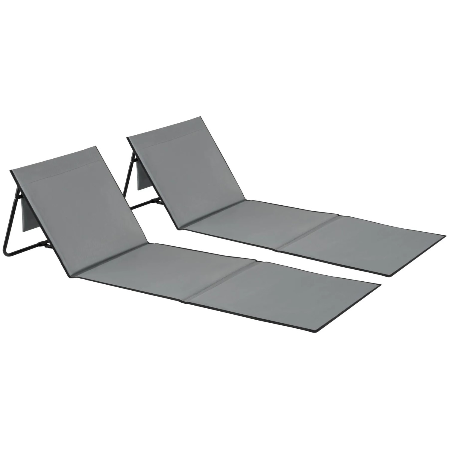 Tectake 2Er Set Strandmatte Mina Stufenlos Verstellbare Rückenlehne Klappbar  Mit Tragegurt  157 x 52 50 x 1 70 cm Grau Blau