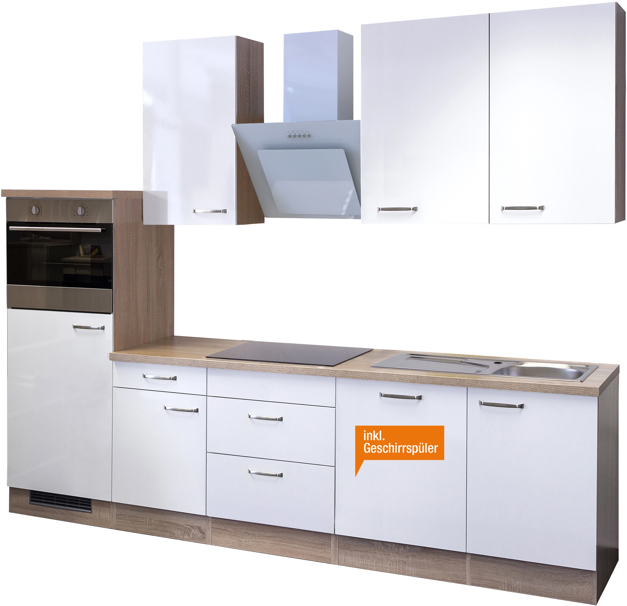 Flex-Well Exclusiv Küchenzeile cm 280 Weiß-Sonoma kaufen Eiche OBI NB bei Valero Hochglanz