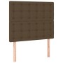 Dunkelbraunes vidaXL Boxspringbett Kopfteil mit Knöpfen, Stoffbezug, 90x200 cm.